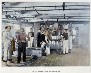 Die Küche der Offiziere - in „Album militaire - Marine: Das Leben an Bord“ von French School