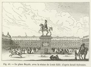 Der Place Royale mit der Statue von Louis XIII. (nach Israel Sylvestre) von French School