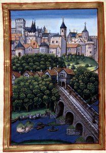 Die Stadt Lyon - in „Roman de Palamus, Erzählung von Lion“ von Simphorian-Champier von French School