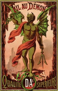 Etikett für Fil au Demon Nähgarn, ca. 1880-90