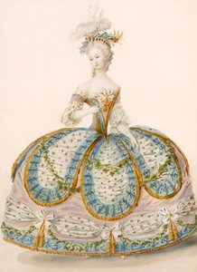 Dame im Kleid für einen königlichen Anlass, Design zugeschrieben Anvorious, veröffentlicht im April 1796 von French School