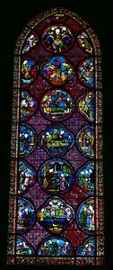 Lanzettfenster, das das Gleichnis von Lazarus und dem reichen Mann darstellt von French School