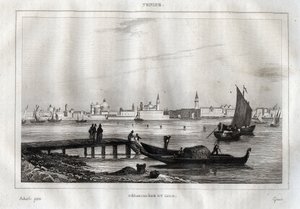Landungssteg von Lido von Venedig - Gravur aus „Italien malerisch“ von M. de Norvins, Ch. Nodier 1834-1836 von French School