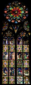 Jüngstes Gericht und Werke der Barmherzigkeit, aus dem südlichen Kirchenschiff, ca. 1325 von French School