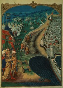 Der Hauptberater von Mohammed II., möglicherweise Miseh Paleologue, leitet die türkischen Operationen, um 1480, aus A History of the Siege of Rhodes, von Guillaume Caoursin, 1483 von French School
