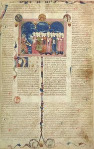 Lat 9187 f.1 Der Autor präsentiert das Buch, aus den Coutumes de Toulouse, 1296 von French School