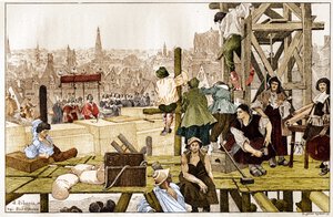 Grundsteinlegung der Sorbonne durch Kardinal Richelieu im Beisein des Erzbischofs von Rouen, Francois du Harlay, im 17. Jahrhundert von French School