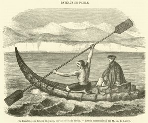 Le Cavallito, oder Strohkahn an den Küsten von Peru (Gravur) von French School