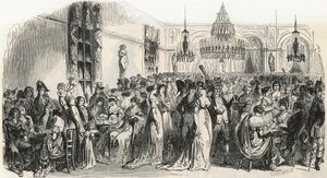 Der große Salon des Café Frascati in Paris im 19. Jahrhundert - Gravur in „Tableau-de-Paris“ von Edmond Texier 1852