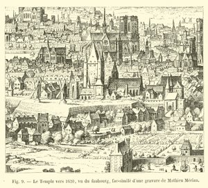 Der Tempel um 1620, gesehen vom Vorort (Faksimile einer Gravur von Mathieu Merian) von French School