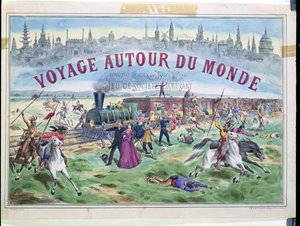 Le Voyage Autour du Monde, Deckblatt einer Spielschachtel basierend auf In 80 Tagen um die Welt von Jules Verne (1828-1905)
