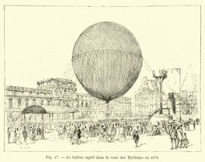 Der gefesselte Ballon im Hof der Tuilerien im Jahr 1878 von French School
