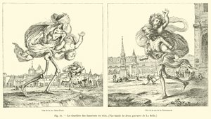 Der Friedhof der Unschuldigen im Jahr 1640, Faksimile von zwei Stichen von La Bella von French School