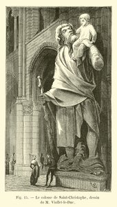 Der Koloss von Sankt Christophorus, Zeichnung von M. Viollet-le-Duc von French School
