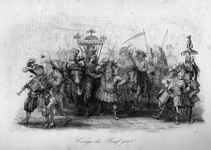 Der Umzug des fetten Ochsen („Le carnaval“ Lied von Marc-Antoine Madeleine Desaugiers) in „CHANS et CHANS POPULES DE LA FRANCE - 1843 - H.- L. DELLOYE, Verleger, LIBRAIRIE DE GARNIER.