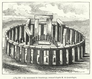 Das Monument von Stonehenge, restauriert nach M. de Quatrefages von French School