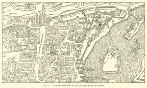 Das Viertel Saint-Paul im Jahr 1552, Faksimile des Plans von Truschet von French School