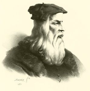 Porträt von Leonardo Da Vinci (Gravur) von French School