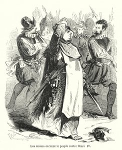 Die Mönche hetzen das Volk gegen Heinrich IV. von French School