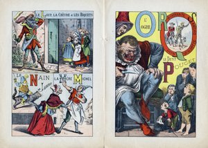 Buchstaben: L M N O P Q R S (zentrale Doppelseite). Der Wolf, die Ziege und die Biquets, La Mere Michel, Le Nain jaune, L