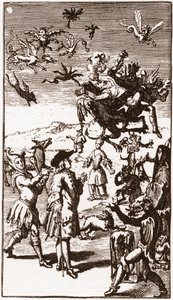 Die Beschwörung der Dämonen, Gravur von 1710 in „L
