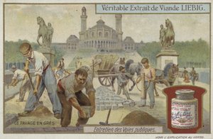 Liebig-Karte mit Straßeninstandhaltung von French School