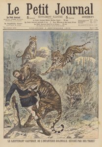 Leutnant Gauthret der französischen Kolonialinfanterie von Tigern in Annam verschlungen von French School