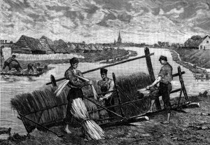 Leinen: Leinen, das in die Riviere Lys stürzt. Gravur in „Le Journal de la jeunesse“