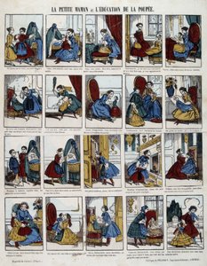 Kleine Mama „Die Erziehung der Puppe“. Bild von Epinal, sd. 19. Jahrhundert von French School