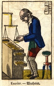 Geldverleiher; Serie über Handwerke (Bild des 19. Jahrhunderts) von French School