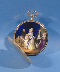 Medaillon mit Emaille von Ludwig XVI., Marie Antoinette und Familie von French School