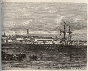 Lorient - Morbihan in der Region Bretagne - Gravur in „La France Illustrée: Geographie, Geschichte, Verwaltung, Statistik“ von V.A. Malt-Brown. 1884