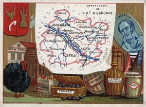 Lot et Garonne (Lot-et-Garonne, 47), Aquitanien, Frankreich. Tabakfabrik, Truthahnzucht, Wein, Korken, Pflaumen, Brandy, Terpentin. Porträt von Bernard Germain Etienne de Laville-sur-Illon, Graf von Lacepede (oder de la Cepede)