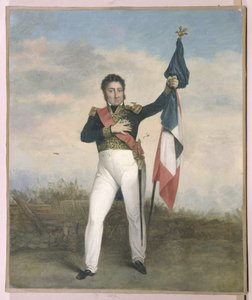 Louis-Philippe (1773-1850) mit der Trikolore auf den Barrikaden während der Revolution von 1830 von French School