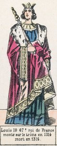Ludwig X, 47. König von Frankreich, bestieg den Thron 1314, gestorben 1316 (kolorierte Gravur) von French School