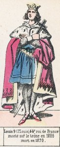 Ludwig IX (St. Ludwig), 44. König von Frankreich, bestieg den Thron 1226, gestorben 1270 (kolorierte Gravur) von French School