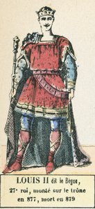 Ludwig II genannt der Stammler, 27. König, bestieg den Thron 877, gestorben 879 (kolorierte Gravur) von French School