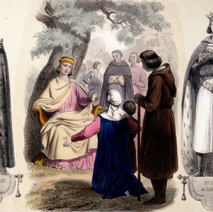 Ludwig IX., genannt Saint Louis (1214-1270), der unter einer Eiche Recht spricht von French School