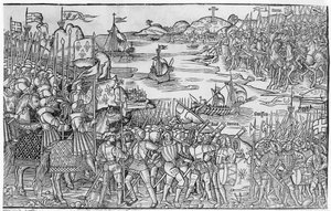 Ludwig IX. von Frankreich landet in Damiette während des Siebten Kreuzzugs, aus 
