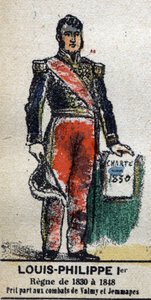 Louis Philippe 1er (1773-1850), König der Franzosen. In „Galerie der Könige und Königinnen von Frankreich und berühmter Persönlichkeiten von 1643 bis 1895“ Epinal-Bild. von French School