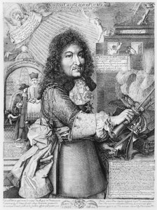 Ludwig XIV. (1638-1715) zerschmettert die sogenannte protestantisch-reformierte Religion mit seinem Schwert, 1685 von French School