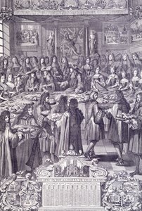 Ludwig XIV., Liebe und Freude seines Volkes, Gravur aus Almanacco