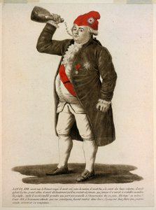 Ludwig XVI. trägt die rote Mütze und ruft 