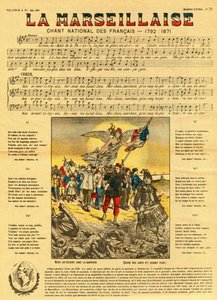 Text und Musik der Marseillaise, der französischen Hymne, komponiert von Rouget de Lisle