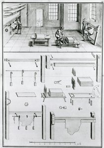 MS 1064 fol 11 Beschreibungen von Kunst & Handwerk von Denis Diderot (1713-84), veröffentlicht ca. 1770 (s/w Foto) von French School
