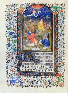 MS 1278 fol.106v Verkündigung an die Hirten, aus Heures a lusage de Troyes, vom Studio des Meisters der Rohan-Stunden, ca. 1413-20