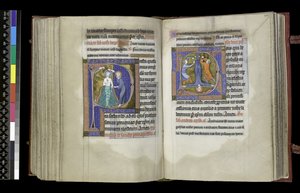 MS 300 f.199v-200r, Suffragium zu Johannes dem Täufer und Suffragium zu St. Peter, aus dem Psalter und Stundenbuch der Isabella von Frankreich, Paris, ca. 1265-70 von French School