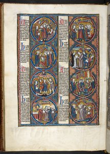 MS. Harley 1527, f.80v, Miniaturen aus der Bible moralisée von French School