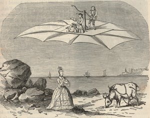 Maschine (Gleiter) von Samuel Musgrave (1732-1780) - Gravur in „Wissenschaften für alle - Populäre Physik und Chemie“ von Alexis Clerc - Ende 19. Jahrhundert - Private Sammlung von French School