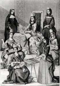 Madame de Maintenon mit ihren Hofdamen